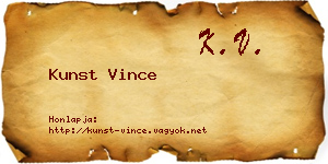 Kunst Vince névjegykártya